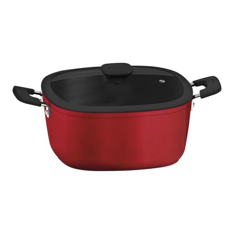 Cacerola Tramontina Refinatta en Aluminio con Revestimiento Interno con Antiadherente Starflon Premium y Externo Siliconado Rojo 26 cm 5,7 L