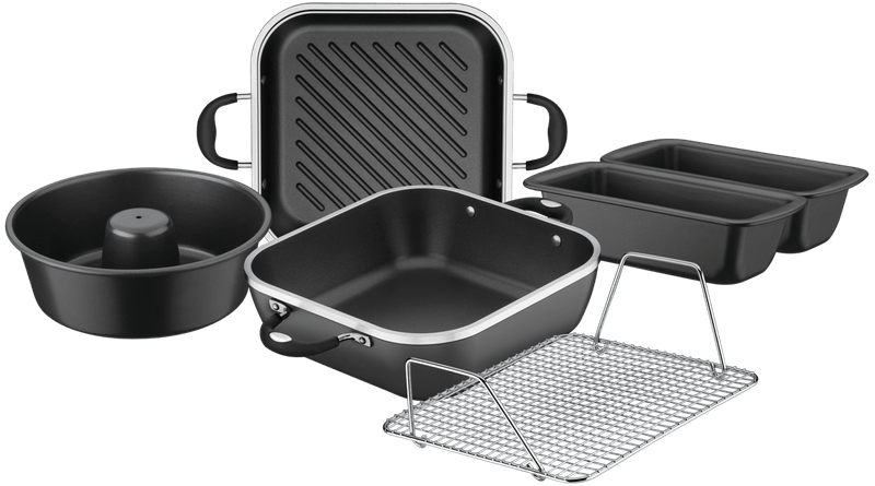 Kit Tramontina Lyon 360 de aluminio forjado con revestimiento interno antiadherente Starflon High Performance negro