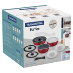 Bateria de Cocina Multiuso Tramontina Itria en Aluminio con Revestimiento Interno y Externo Ceramico Rojo 10 Piezas