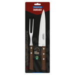 Juego Trinchante para Asado Tramontina con Laminas de Acero Inoxidable y Mangos de Madera Natural 2 Piezas