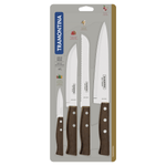 Juego de Cuchillos Tramontina Tradicional con Laminas en Acero Inoxidable y Mangos de Madera Natural 04 Piezas