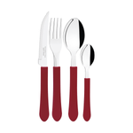 Juego de Cubiertos Tramontina Leme con Laminas de Acero Inoxidable y Mangos de Polipropileno Rojo con Cubiertera 25 Piezas