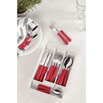 Juego de Cubiertos Tramontina Leme con Laminas de Acero Inoxidable y Mangos de Polipropileno Rojo con Cubiertera 25 Piezas