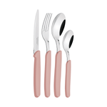 Juego de Cubiertos Tramontina Carmel con Láminas de Acero Inoxidable y Mangos de Polipropileno Carmín Claro 24 Piezas