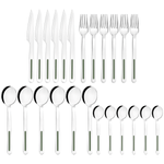 Juego de Cubiertos Tramontina Vik en Acero Inoxidable con Detalles de Polipropileno Oliva 24 Piezas