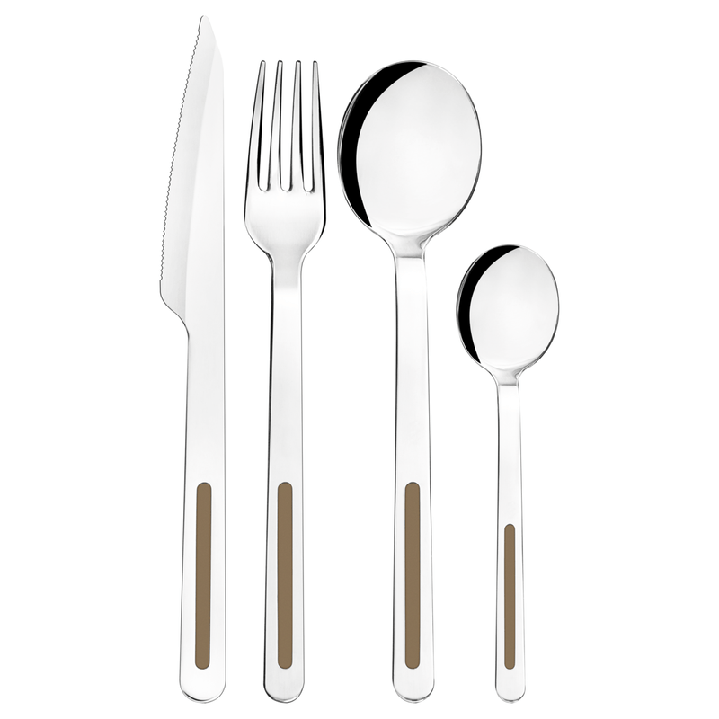 Juego de Cubiertos Tramontina Vik en Acero Inoxidable con Detalles de Polipropileno Igata 24 Piezas