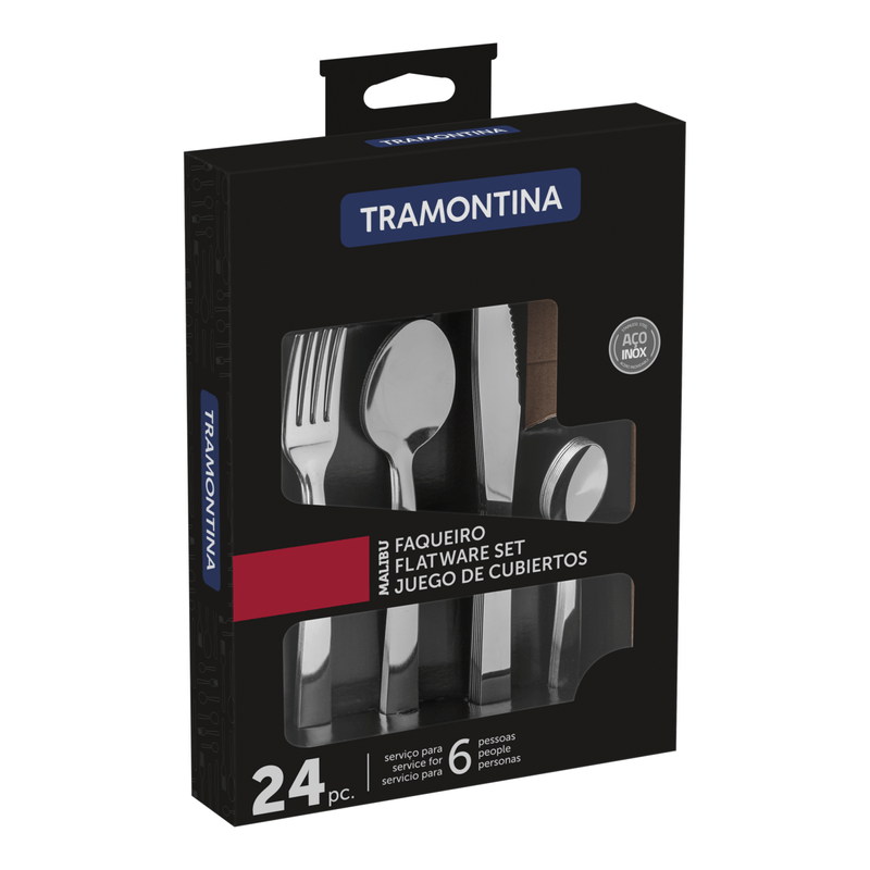 Juego de Cubiertos Tramontina Malibu en Acero Inoxidable 24 Piezas