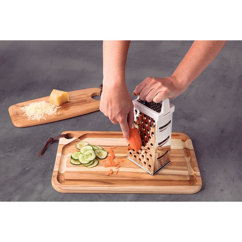 Rallador 4 Lados Tramontina Utilita en Acero Inoxidable y Asa de ABS Blanco