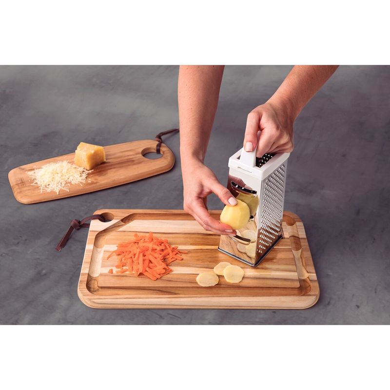 Rallador 4 Lados Tramontina Utilita en Acero Inoxidable y Asa de ABS Blanco