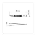Pinza Tramontina de acero inoxidable con punta recta.