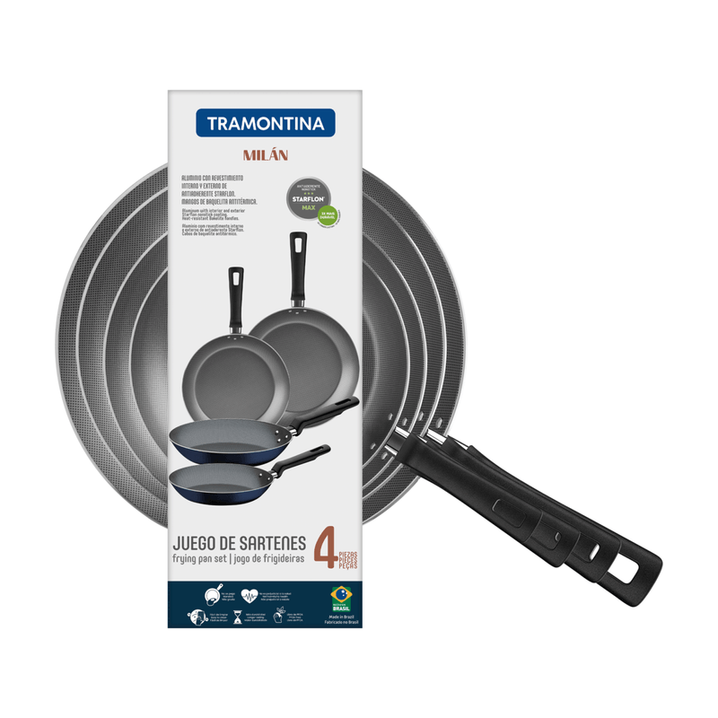 Juego de Sartenes Tramontina en Aluminio con Revestimiento Interno y Externo en Starflon Max Azul 04 Piezas
