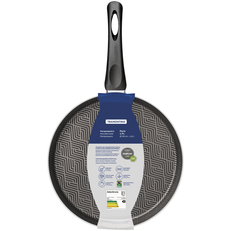 Panquequera Tramontina Paris en Aluminio con Revestimiento Interno y Externo con Antiadherente Starflon Max Plomo 28 cm y 1