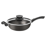 Sartén Honda Tramontina Paris en Aluminio con Revestimiento Interno y Externo Antiadherente Starflon Max Plomo con Tapa de Vidrio 24 cm 2