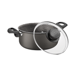 Cacerola Tramontina Paris en Aluminio con Revestimiento Interno y Externo Antiadherente Starflon Max Plomo con Tapa de Vidrio 22 cm 3
