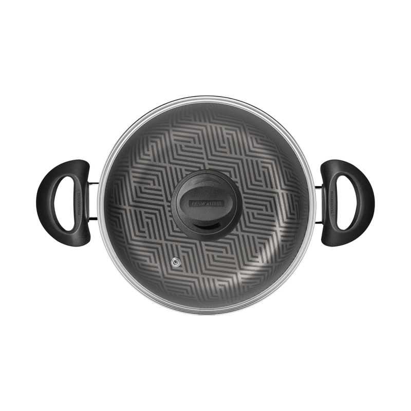 Cacerola Tramontina Paris en Aluminio con Revestimiento Interno y Externo Antiadherente Starflon Max Plomo con Tapa de Vidrio 22 cm 3