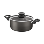 Cacerola Tramontina Paris en Aluminio con Revestimiento Interno y Externo Antiadherente Starflon Max Plomo con Tapa de Vidrio 22 cm 3