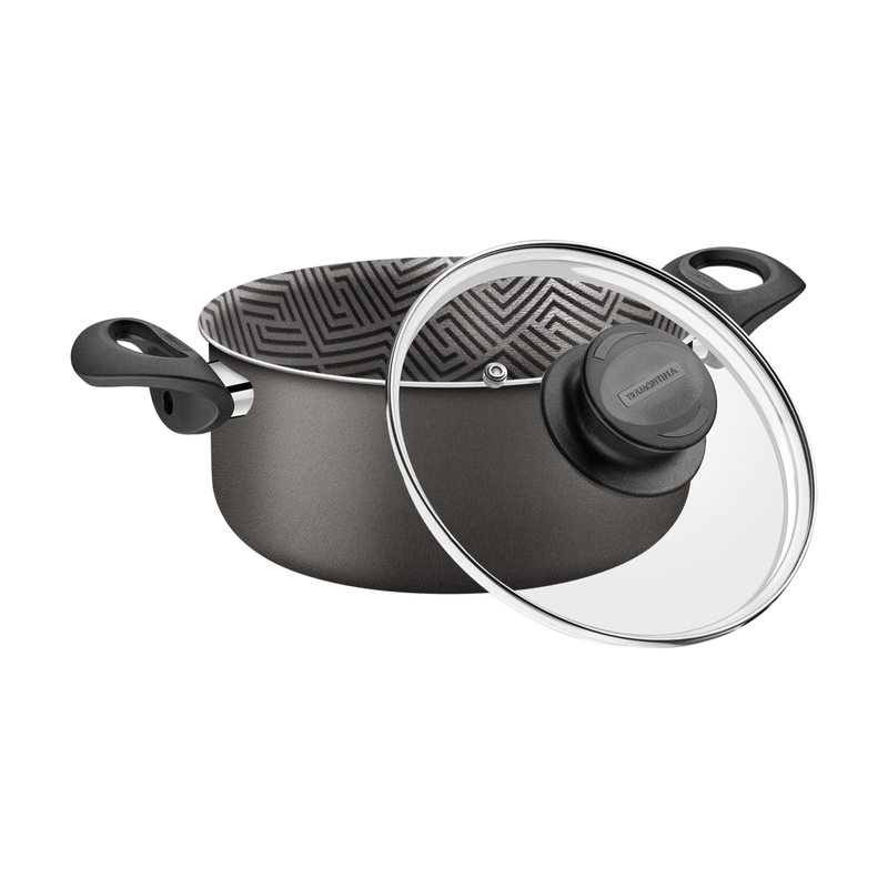 Cacerola Tramontina Paris en Aluminio con Revestimiento Interno y Externo Antiadherente Starflon Max Plomo con Tapa de Vidrio 24 cm 4