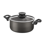 Cacerola Tramontina Paris en Aluminio con Revestimiento Interno y Externo Antiadherente Starflon Max Plomo con Tapa de Vidrio 24 cm 4