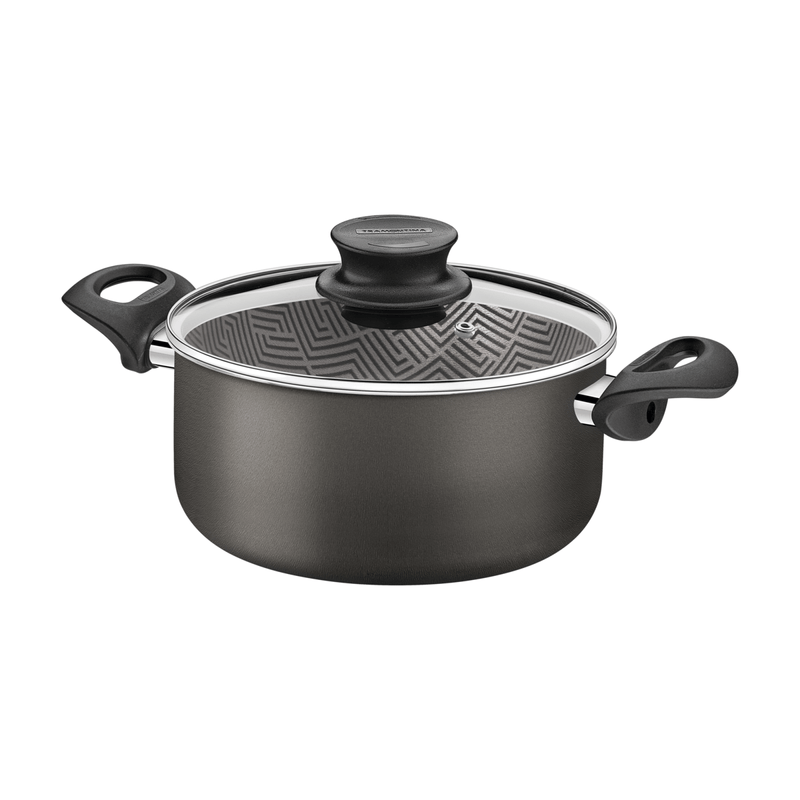 Cacerola Tramontina Paris en Aluminio con Revestimiento Interno y Externo Antiadherente Starflon Max Plomo con Tapa de Vidrio 24 cm 4