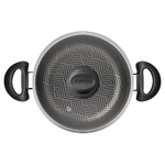 Cacerola Tramontina Paris en Aluminio con Revestimiento Interno y Externo Antiadherente Starflon Max Plomo con Tapa de Vidrio 28 cm 8 L