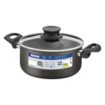 Cacerola Tramontina Paris en Aluminio con Revestimiento Interno y Externo Antiadherente Starflon Max Plomo con Tapa de Vidrio 28 cm 8 L