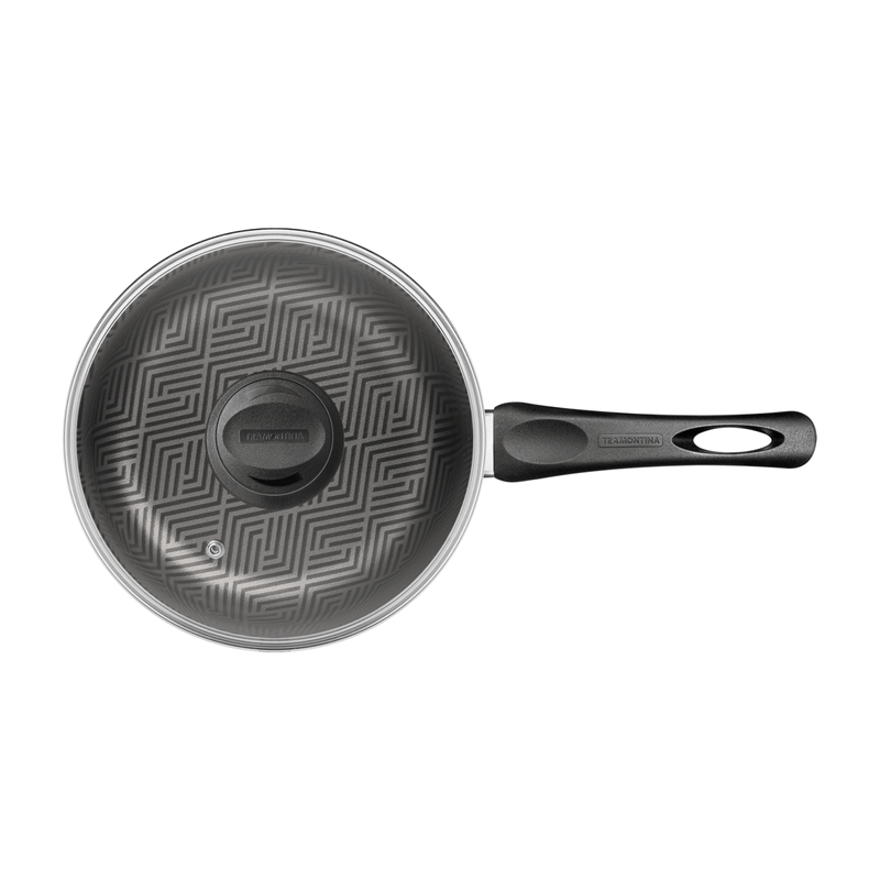 Olla Tramontina Paris en Aluminio con Revestimiento Interno y Externo Antiadherente Starflon Max Plomo con Tapa de Vidrio 18 cm 2