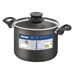 Olla Alta Tramontina Paris en Aluminio con Revestimiento Interno y Externo Antiadherente Starflon Max Plomo con Tapa de Vidrio 28 cm 11