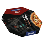 Juego de Cubiertos para Pizza Tramontina con Laminas en Acero Inoxidable y Mangos de Madera Tratada Polywood CastaI±o de 8 Piezas