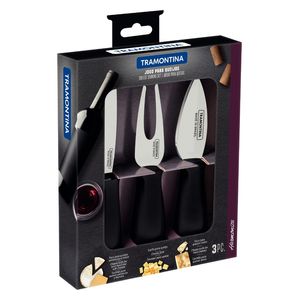 Juego para Quesos Harmoniza con Lámina de Acero Inoxidable y Mangos de Polipropileno Negro 3 Piezas