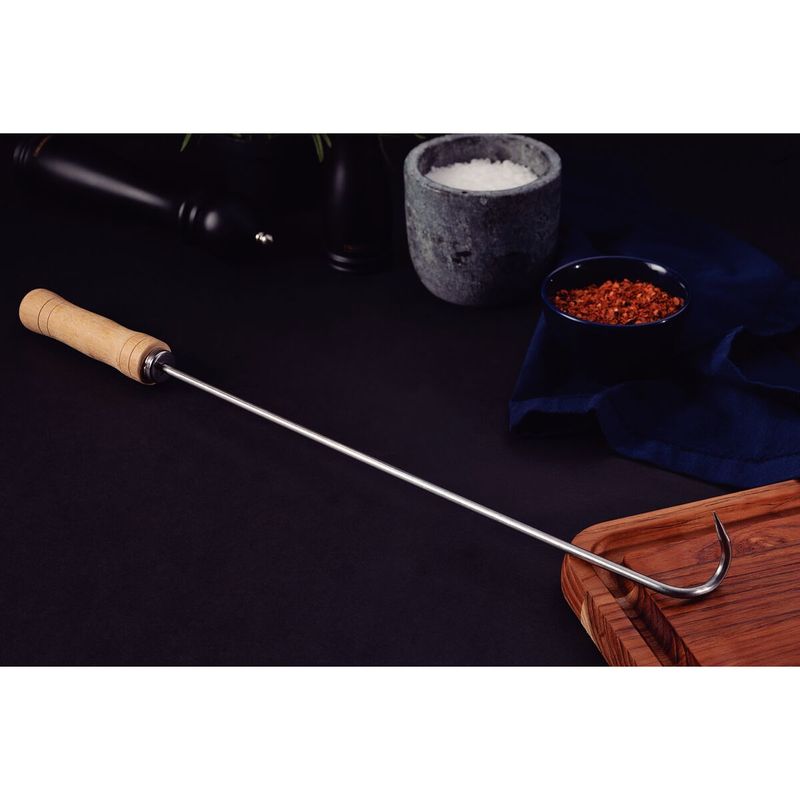Gancho para Asado Tramontina con Lamina de Acero Inoxidable y Mango de Madera Natural 55 cm