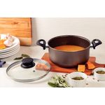 Cacerola Tramontina Paris en Aluminio con Revestimiento Interno y Externo Antiadherente Starflon Max Plomo con Tapa de Vidrio 28 cm 8 L