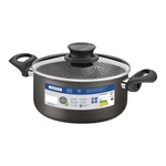 Cacerola Tramontina Paris en Aluminio con Revestimiento Interno y Externo Antiadherente Starflon Max Plomo con Tapa de Vidrio 26 cm 6