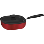 Sarten Honda Tramontina Refinatta en Aluminio con Revestimiento Interno con Antiadherente Starflon Premium y Externo Siliconado Rojo 24 cm 2,8 L