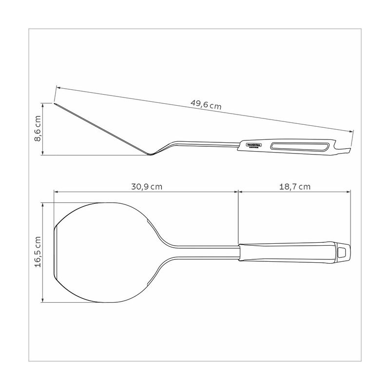Espatula para Pizza Tramontina con Lamina de Acero Inoxidable y Mango de Polipropileno Gris