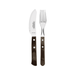 Juego de Cubiertos para Pizza Tramontina con Laminas en Acero Inoxidable y Mangos de Madera Tratada Polywood CastaI±o de 8 Piezas